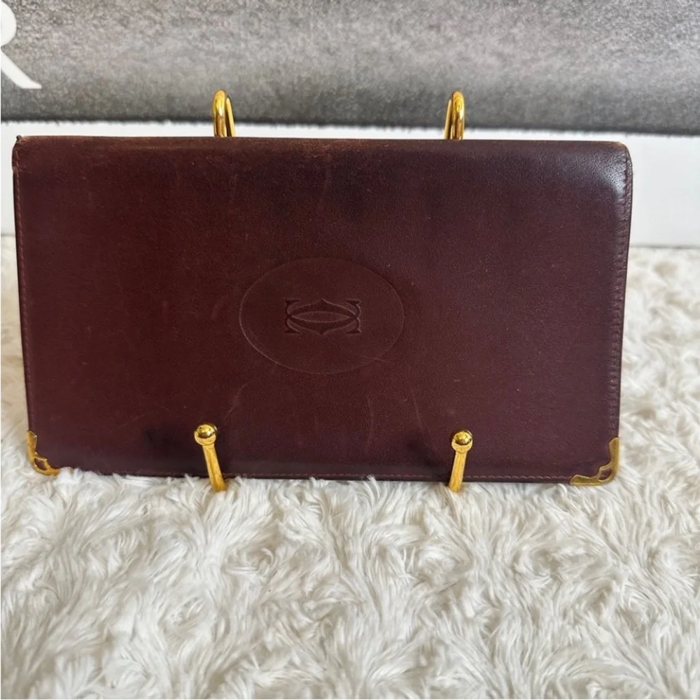 Cartier Brown Leather Wallet with Gold Trim
